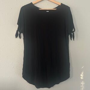 🦋 Old Navy Black Tie-Sleeve Short Sleeve Top Casual Neutral Comfy Stretch Large